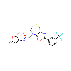 O=C(CN1CCSC[C@H](NC(=O)c2cccc(C(F)(F)F)c2)C1=O)N[C@H]1CC(=O)O[C@@H]1O ZINC000036093007