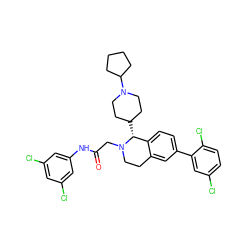 O=C(CN1CCc2cc(-c3cc(Cl)ccc3Cl)ccc2[C@H]1C1CCN(C2CCCC2)CC1)Nc1cc(Cl)cc(Cl)c1 ZINC000036351653
