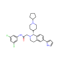 O=C(CN1CCc2cc(-c3ccc[nH]3)ccc2[C@H]1C1CCN(C2CCCC2)CC1)Nc1cc(Cl)cc(Cl)c1 ZINC000036351685