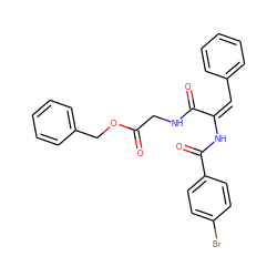 O=C(CNC(=O)/C(=C\c1ccccc1)NC(=O)c1ccc(Br)cc1)OCc1ccccc1 ZINC000008666780