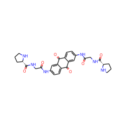 O=C(CNC(=O)[C@@H]1CCCN1)Nc1ccc2c(c1)C(=O)c1ccc(NC(=O)CNC(=O)[C@@H]3CCCN3)cc1C2=O ZINC000049888995