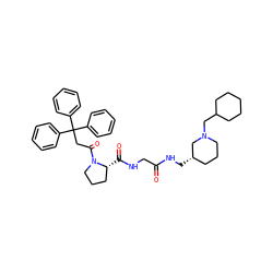 O=C(CNC(=O)[C@@H]1CCCN1C(=O)CC(c1ccccc1)(c1ccccc1)c1ccccc1)NC[C@H]1CCCN(CC2CCCCC2)C1 ZINC000028105939