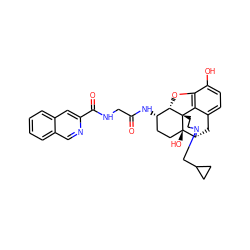 O=C(CNC(=O)c1cc2ccccc2cn1)N[C@H]1CC[C@@]2(O)[C@H]3Cc4ccc(O)c5c4[C@@]2(CCN3CC2CC2)[C@H]1O5 ZINC000096913980