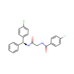 O=C(CNC(=O)c1ccc(F)cc1)N[C@@H](c1ccccc1)c1ccc(Cl)cc1 ZINC000040404585