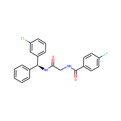 O=C(CNC(=O)c1ccc(F)cc1)N[C@@H](c1ccccc1)c1cccc(Cl)c1 ZINC000040404529