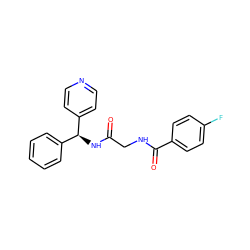 O=C(CNC(=O)c1ccc(F)cc1)N[C@@H](c1ccccc1)c1ccncc1 ZINC000040917594