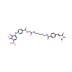 O=C(CNC(=O)c1ccc(Nc2ccc([N+](=O)[O-])c3nonc23)cc1)NCCCCCNC(=O)c1ccc(/C=C2\SC(=S)NC2=O)cc1 ZINC000198041219