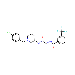 O=C(CNC(=O)c1cccc(C(F)(F)F)c1)N[C@@H]1CCCN(Cc2ccc(Cl)cc2)C1 ZINC000028362100