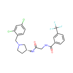 O=C(CNC(=O)c1cccc(C(F)(F)F)c1)N[C@@H]1CCN(Cc2ccc(Cl)cc2Cl)C1 ZINC000029125901