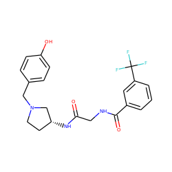 O=C(CNC(=O)c1cccc(C(F)(F)F)c1)N[C@@H]1CCN(Cc2ccc(O)cc2)C1 ZINC000029125558