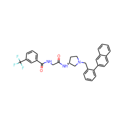 O=C(CNC(=O)c1cccc(C(F)(F)F)c1)N[C@@H]1CCN(Cc2ccccc2-c2ccc3ccccc3c2)C1 ZINC000029125853