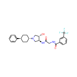 O=C(CNC(=O)c1cccc(C(F)(F)F)c1)N[C@H]1CN([C@H]2CC[C@H](c3ccccc3)CC2)C[C@@H]1O ZINC000101378261