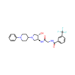 O=C(CNC(=O)c1cccc(C(F)(F)F)c1)N[C@H]1CN(C2CCN(c3ccccc3)CC2)C[C@@H]1O ZINC000064560152