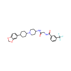 O=C(CNC(=O)c1cccc(C(F)(F)F)c1)NC1CCN(C2CCC(c3ccc4c(c3)OCO4)CC2)CC1 ZINC000299820229