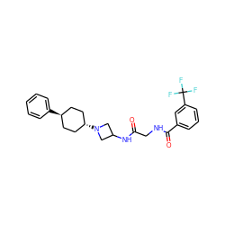 O=C(CNC(=O)c1cccc(C(F)(F)F)c1)NC1CN([C@H]2CC[C@H](c3ccccc3)CC2)C1 ZINC000261143817