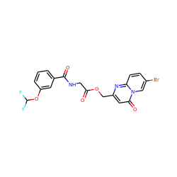 O=C(CNC(=O)c1cccc(OC(F)F)c1)OCc1cc(=O)n2cc(Br)ccc2n1 ZINC000003345726