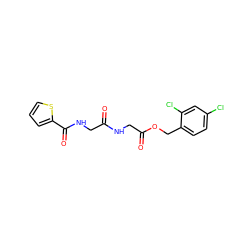 O=C(CNC(=O)c1cccs1)NCC(=O)OCc1ccc(Cl)cc1Cl ZINC000004510552