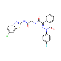 O=C(CNC(=O)c1nn(-c2ccc(F)cc2)c(=O)c2ccccc12)Nc1nc2ccc(Cl)cc2s1 ZINC000095581453