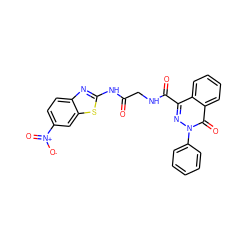 O=C(CNC(=O)c1nn(-c2ccccc2)c(=O)c2ccccc12)Nc1nc2ccc([N+](=O)[O-])cc2s1 ZINC000095580848