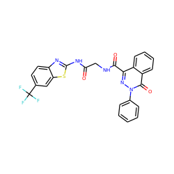 O=C(CNC(=O)c1nn(-c2ccccc2)c(=O)c2ccccc12)Nc1nc2ccc(C(F)(F)F)cc2s1 ZINC000095580852