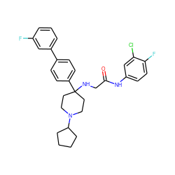 O=C(CNC1(c2ccc(-c3cccc(F)c3)cc2)CCN(C2CCCC2)CC1)Nc1ccc(F)c(Cl)c1 ZINC000034327264