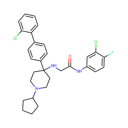 O=C(CNC1(c2ccc(-c3ccccc3Cl)cc2)CCN(C2CCCC2)CC1)Nc1ccc(F)c(Cl)c1 ZINC000038157900