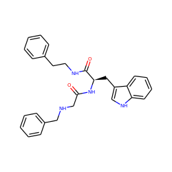 O=C(CNCc1ccccc1)N[C@H](Cc1c[nH]c2ccccc12)C(=O)NCCc1ccccc1 ZINC000013518527