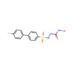 O=C(CNS(=O)(=O)c1ccc(-c2ccc(F)cc2)cc1)NO ZINC001772633341
