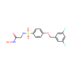 O=C(CNS(=O)(=O)c1ccc(OCc2cc(F)cc(F)c2)cc1)NO ZINC000096284915