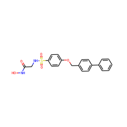O=C(CNS(=O)(=O)c1ccc(OCc2ccc(-c3ccccc3)cc2)cc1)NO ZINC000096284921