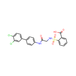 O=C(CNS(=O)(=O)c1ccccc1C(=O)O)Nc1ccc(-c2ccc(Cl)c(Cl)c2)cc1 ZINC000049792938