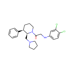 O=C(CNc1ccc(Cl)c(Cl)c1)N1CCC[C@H](c2ccccc2)[C@@H]1CN1CCCC1 ZINC000053025990