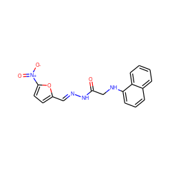 O=C(CNc1cccc2ccccc12)N/N=C/c1ccc([N+](=O)[O-])o1 ZINC000000060483