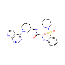 O=C(CNc1ccccc1S(=O)(=O)N1CCCCC1)N[C@@H]1CCCN(c2ncnc3[nH]ccc23)C1 ZINC000084671905