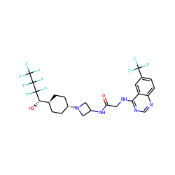 O=C(CNc1ncnc2ccc(C(F)(F)F)cc12)NC1CN([C@H]2CC[C@H]([C@H](O)C(F)(F)C(F)(F)C(F)(F)F)CC2)C1 ZINC000149198637