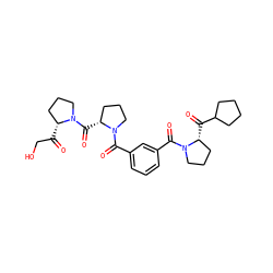 O=C(CO)[C@@H]1CCCN1C(=O)[C@@H]1CCCN1C(=O)c1cccc(C(=O)N2CCC[C@H]2C(=O)C2CCCC2)c1 ZINC000028461155