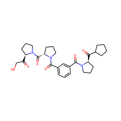 O=C(CO)[C@H]1CCCN1C(=O)[C@@H]1CCCN1C(=O)c1cccc(C(=O)N2CCC[C@@H]2C(=O)C2CCCC2)c1 ZINC000027522638