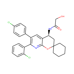 O=C(CO)N[C@H]1CC2(CCCCC2)Oc2nc(-c3ccccc3Cl)c(-c3ccc(Cl)cc3)cc21 ZINC000049052760