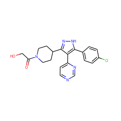 O=C(CO)N1CCC(c2n[nH]c(-c3ccc(Cl)cc3)c2-c2ccncn2)CC1 ZINC000006718469