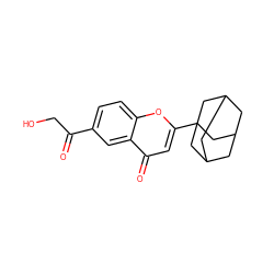 O=C(CO)c1ccc2oc(C34CC5CC(CC(C5)C3)C4)cc(=O)c2c1 ZINC000013581689