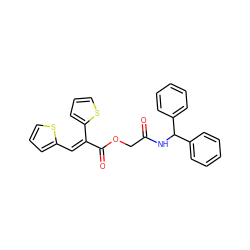 O=C(COC(=O)/C(=C/c1cccs1)c1cccs1)NC(c1ccccc1)c1ccccc1 ZINC000003250045