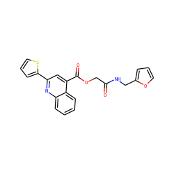 O=C(COC(=O)c1cc(-c2cccs2)nc2ccccc12)NCc1ccco1 ZINC000003239773