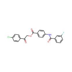 O=C(COC(=O)c1ccc(NC(=O)c2cccc(F)c2)cc1)c1ccc(Cl)cc1 ZINC000095578376