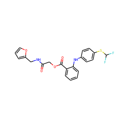 O=C(COC(=O)c1ccccc1Nc1ccc(SC(F)F)cc1)NCc1ccco1 ZINC000003229174