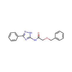 O=C(COCc1ccccc1)Nc1nc(-c2ccccc2)n[nH]1 ZINC000095580512