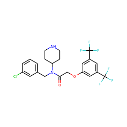 O=C(COc1cc(C(F)(F)F)cc(C(F)(F)F)c1)N(Cc1cccc(Cl)c1)C1CCNCC1 ZINC000013437313