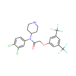 O=C(COc1cc(C(F)(F)F)cc(C(F)(F)F)c1)N(c1ccc(Cl)c(Cl)c1)C1CCNCC1 ZINC000013437305