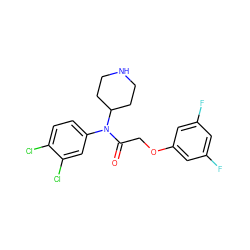 O=C(COc1cc(F)cc(F)c1)N(c1ccc(Cl)c(Cl)c1)C1CCNCC1 ZINC000013437323