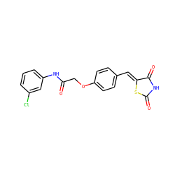 O=C(COc1ccc(/C=C2\SC(=O)NC2=O)cc1)Nc1cccc(Cl)c1 ZINC000039793933