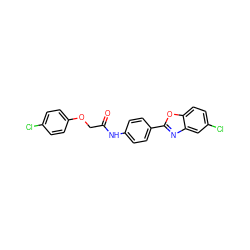 O=C(COc1ccc(Cl)cc1)Nc1ccc(-c2nc3cc(Cl)ccc3o2)cc1 ZINC000001166726